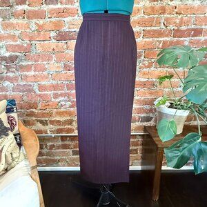 Vintage High-Waisted Pinstripe Maxi Skirt – Plum/Purple – Lined – Classic 90s /